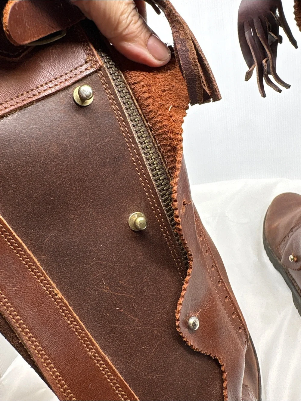 El Estribo Boots Womens Size 36 Brown Tall Leather Zip Tassel Spain Riding